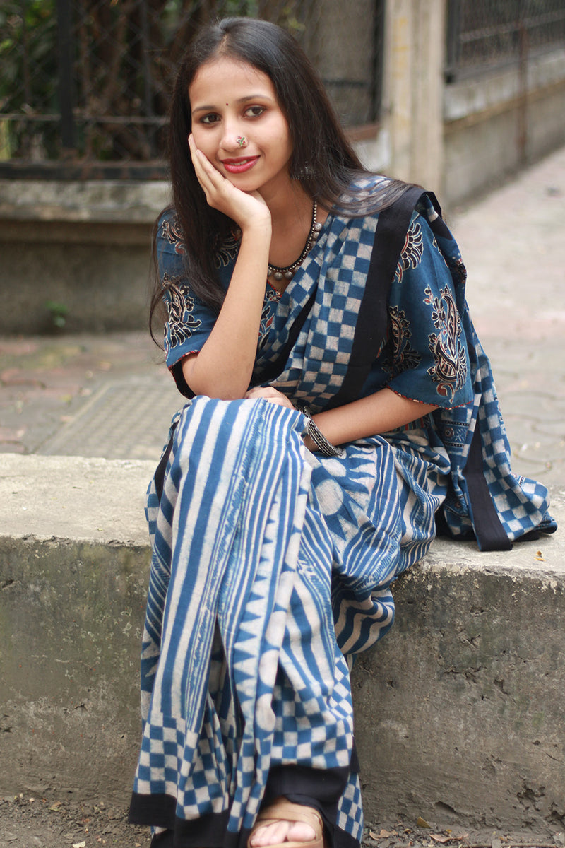 Ajrakh Cotton Saree