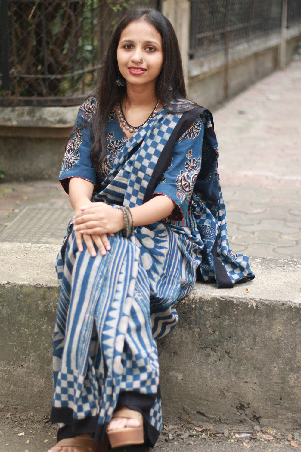 Ajrakh Cotton Saree