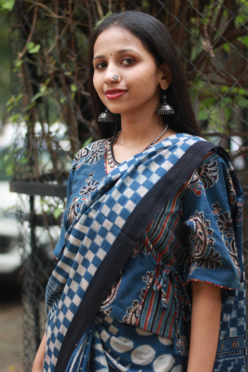 Ajrakh Cotton Saree
