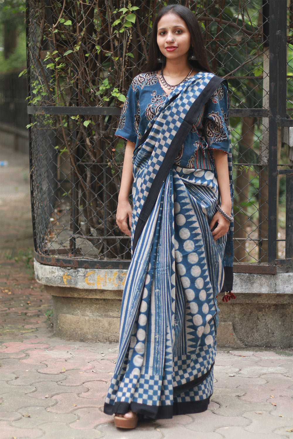 Ajrakh Cotton Saree