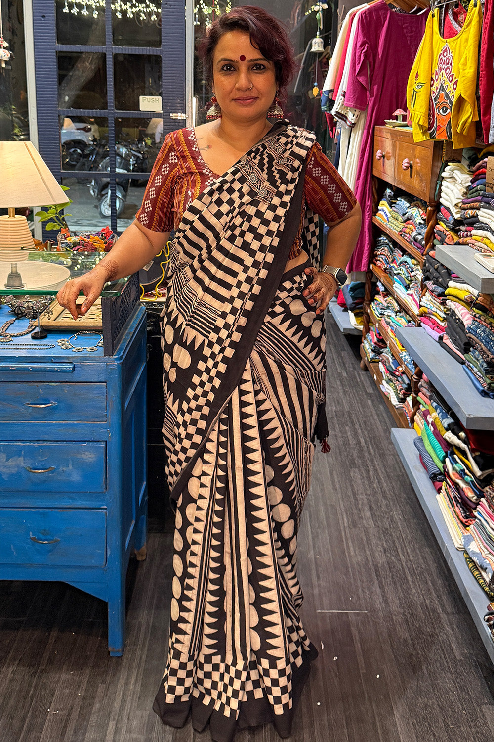 Ajrakh Cotton Saree