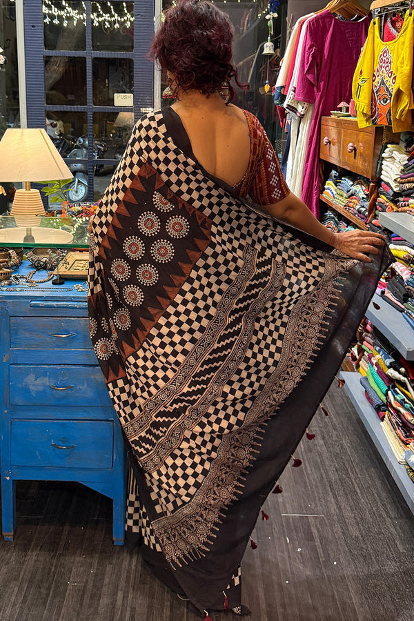 Ajrakh Cotton Saree