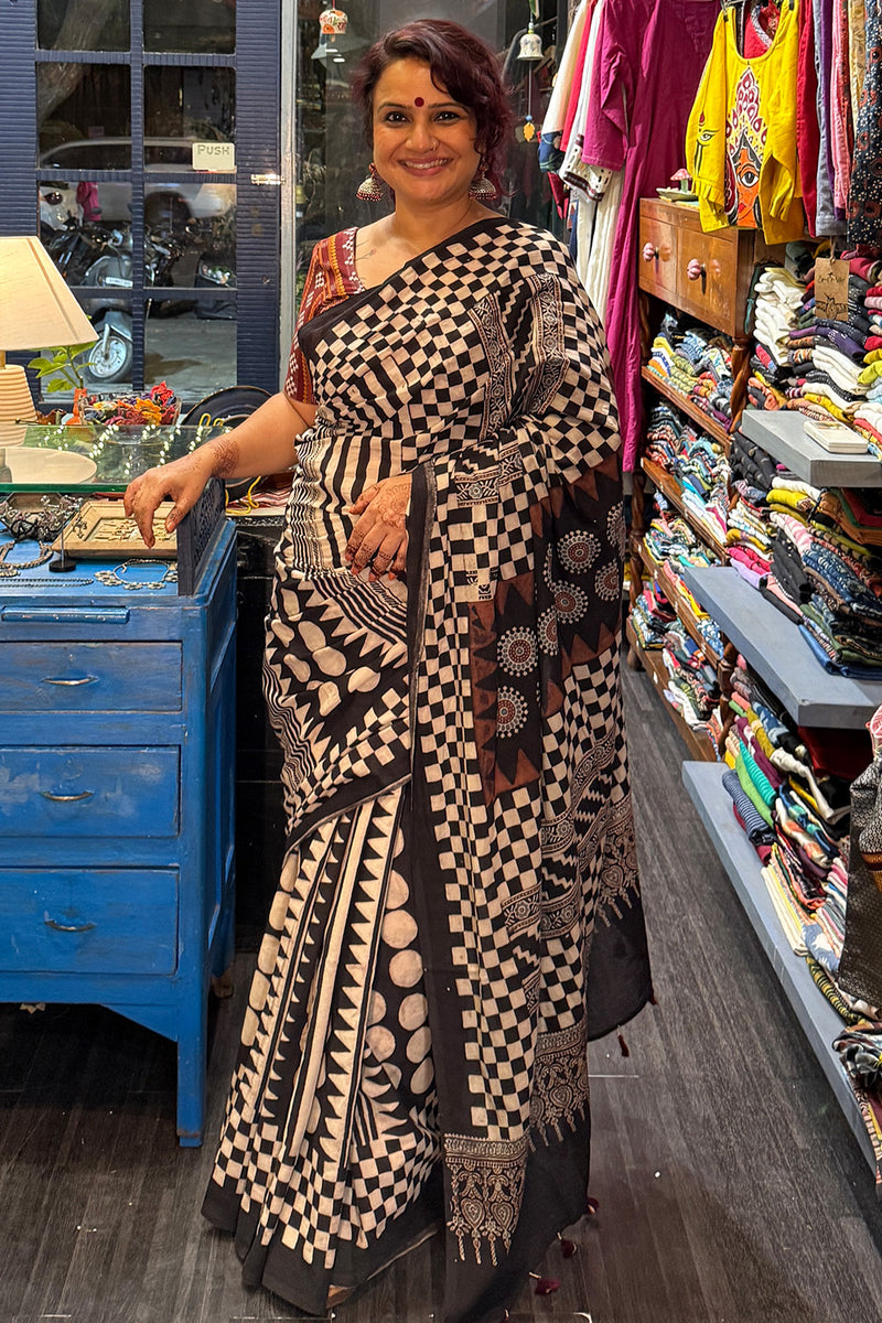 Ajrakh Cotton Saree