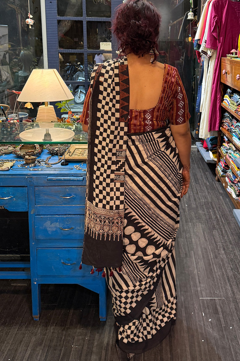 Ajrakh Cotton Saree