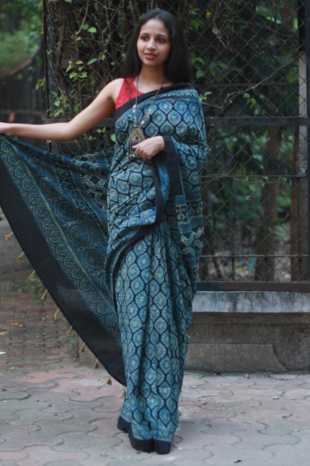 Ajrakh Cotton Saree