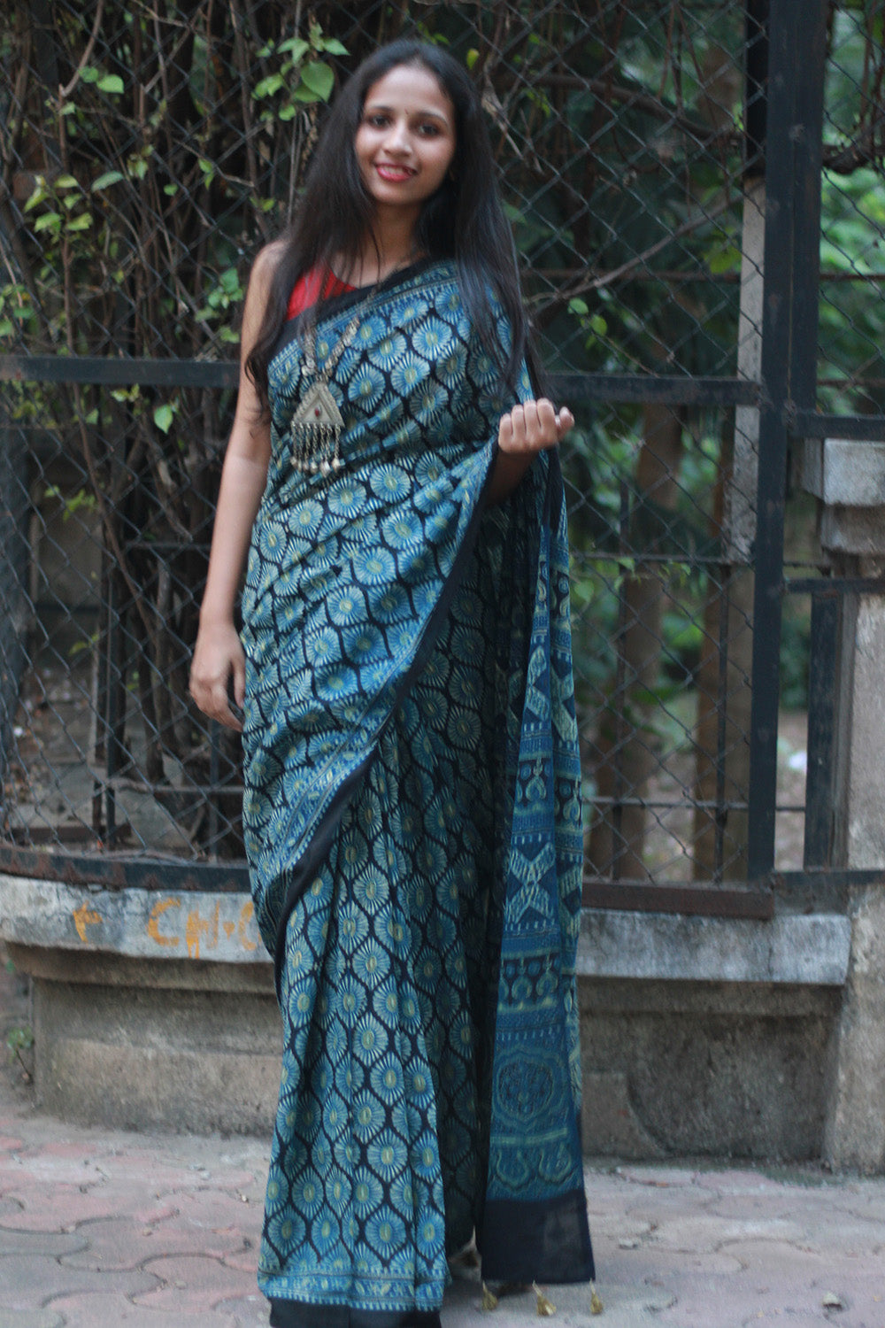 Ajrakh Cotton Saree