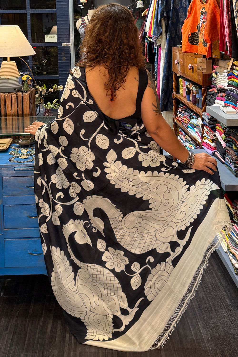 Handpainted Kalamkari | Murshidabad Silk Saree