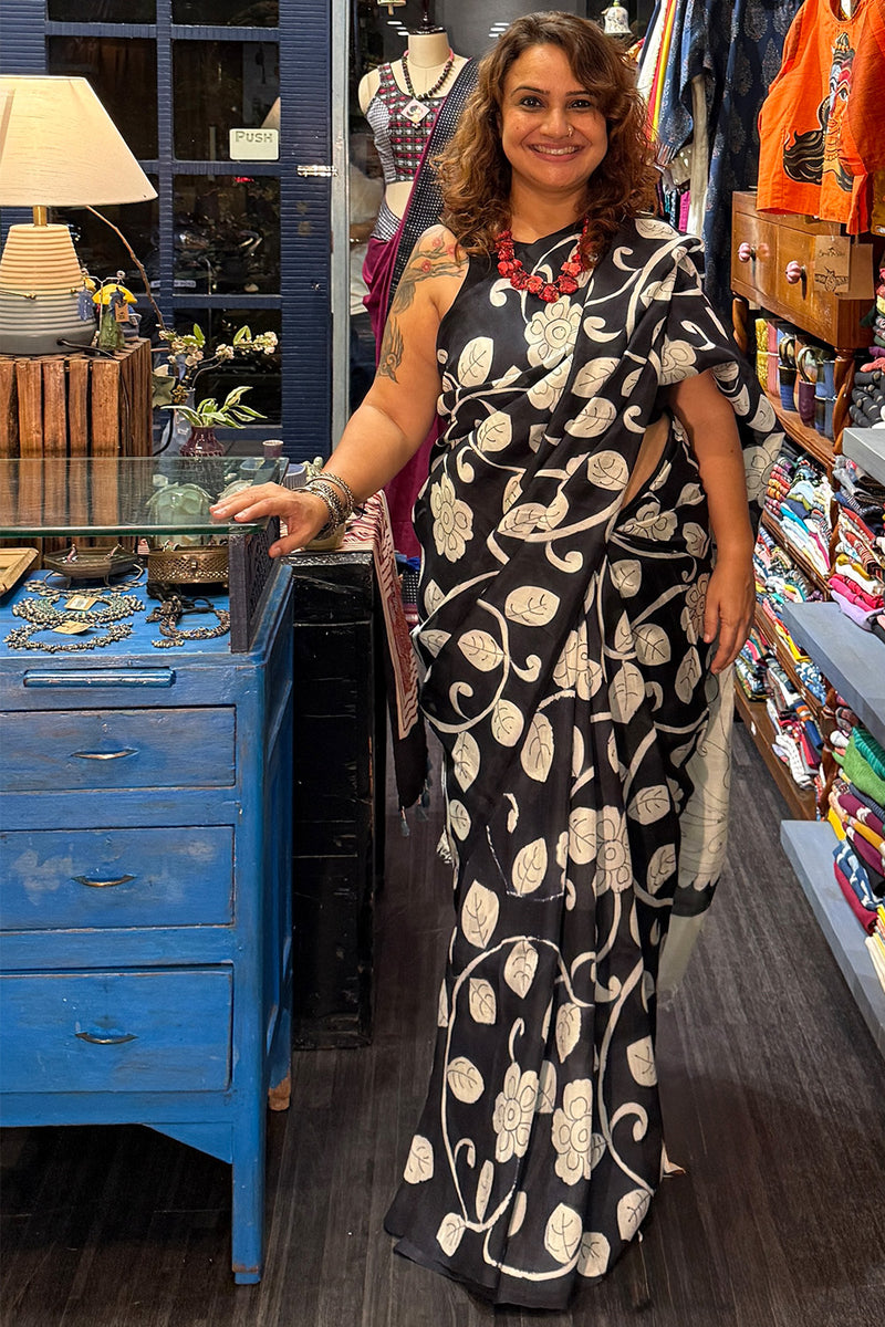 Handpainted Kalamkari | Murshidabad Silk Saree