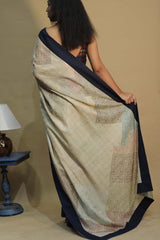 Tussar Silk Saree | Kantha Patli Pallu | Beige