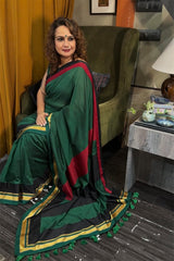 Mandira | Khunn Border Saree | Green