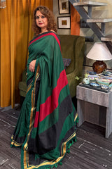 Mandira | Khunn Border Saree | Green