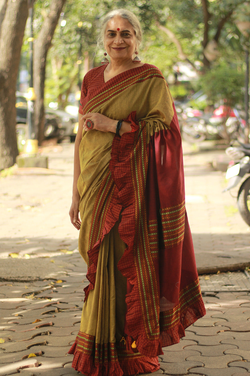 Mandira | Khunn Border Saree |Mustard