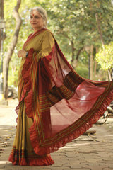 Mandira | Khunn Border Saree | Mustard
