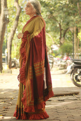 Mandira | Khunn Border Saree | Mustard