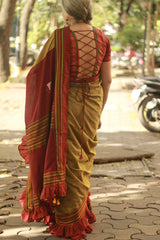 Mandira | Khunn Border Saree |Mustard