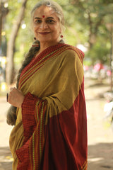 Mandira | Khunn Border Saree | Mustard