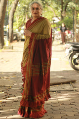 Mandira | Khunn Border Saree | Mustard