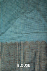 Handloom Cotton Banarasi Saree | Cyan Blue