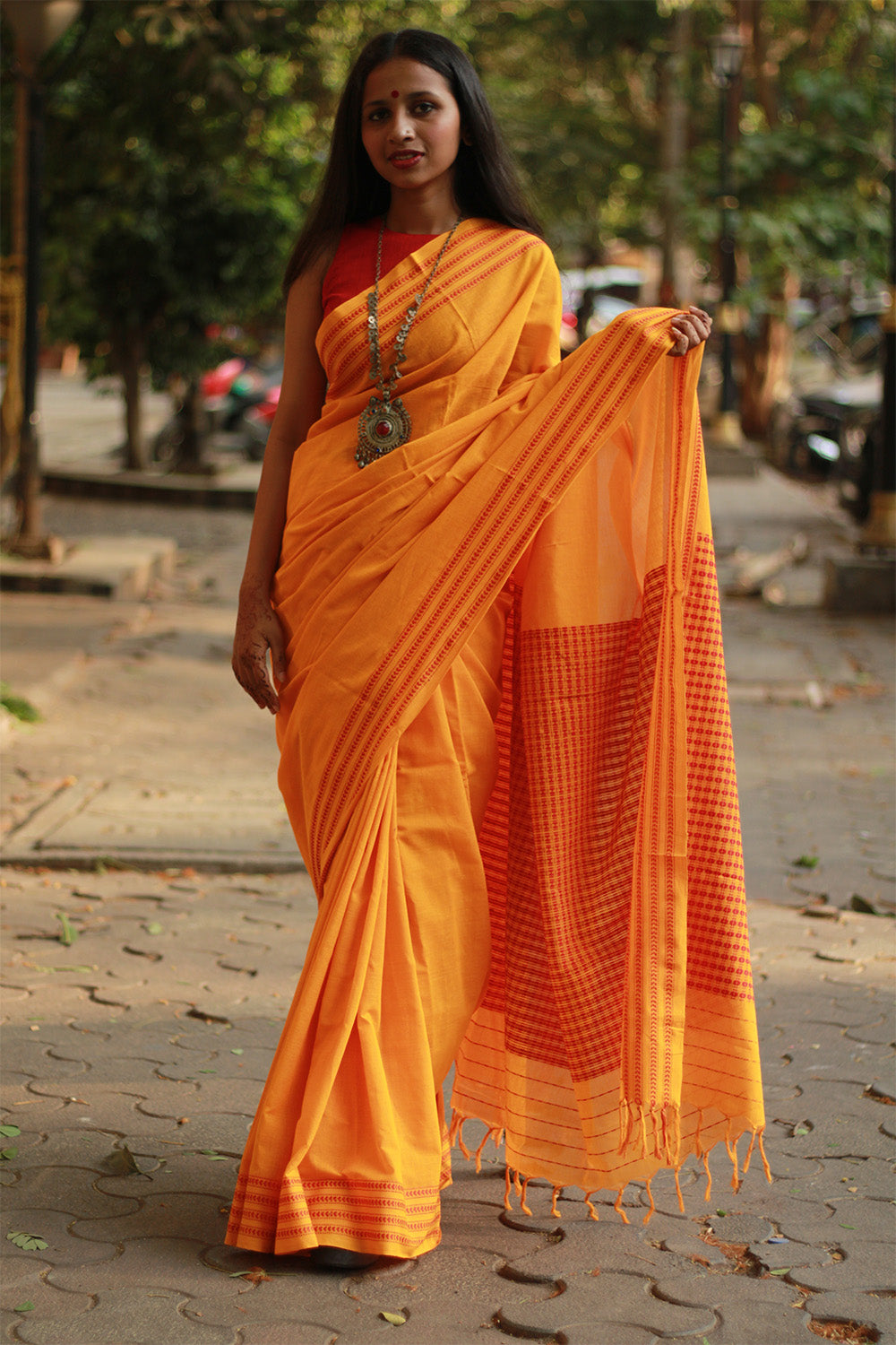 Handloom Cotton Saree | Begumpuri | Yellow