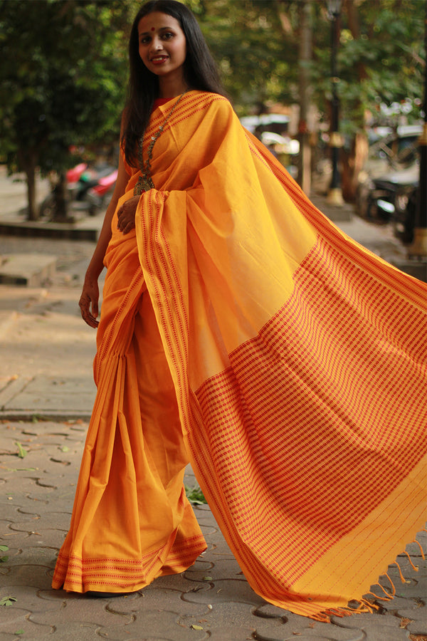 Handloom Cotton Saree | Begumpuri | Yellow