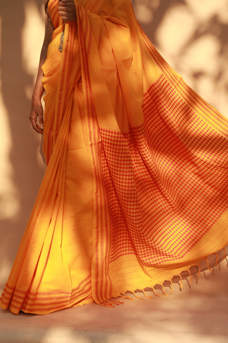 Handloom Cotton Saree | Begumpuri | Yellow