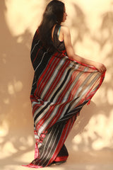 Handloom Cotton Saree | Begumpuri | Noir with Rouge