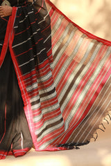 Handloom Cotton Saree | Begumpuri | Noir with Rouge