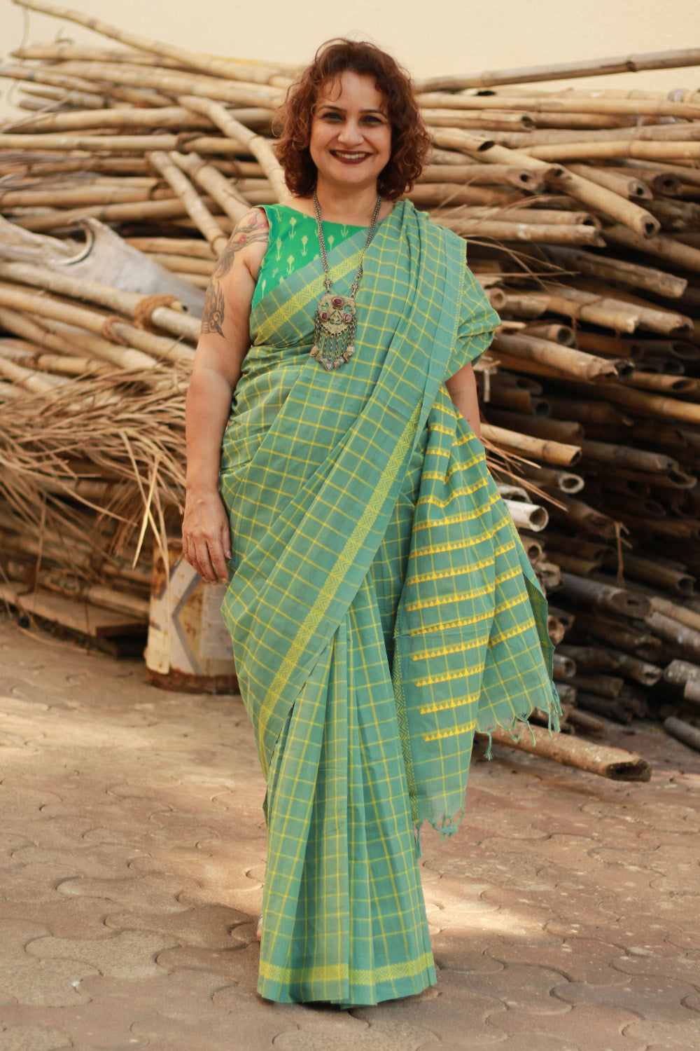 Handloom Cotton Saree | Begumpuri | Teal