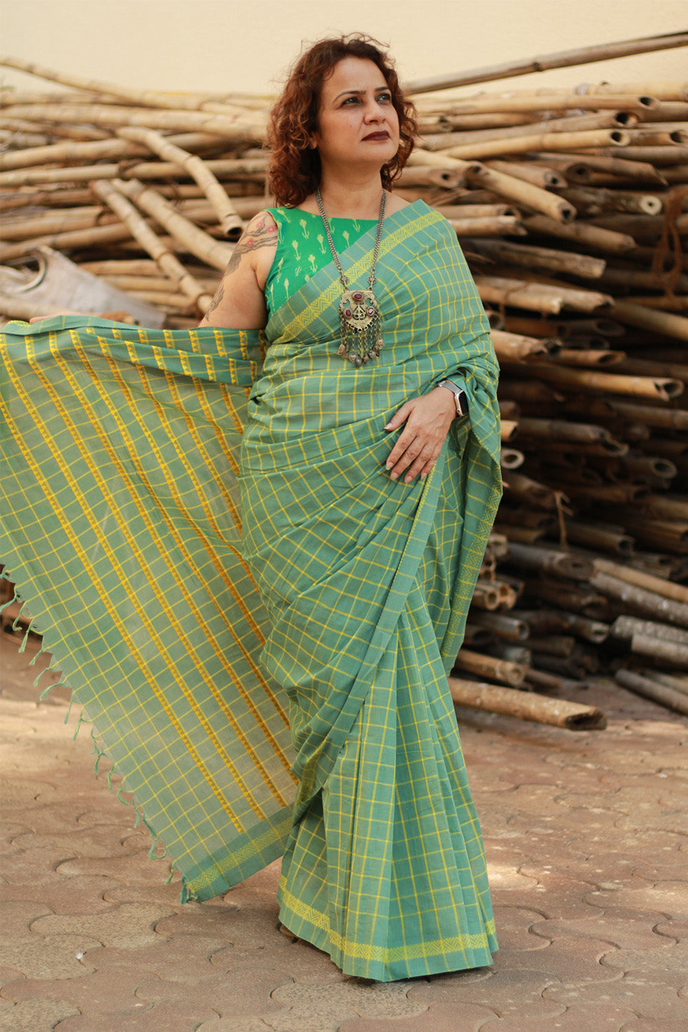 Handloom Cotton Saree | Begumpuri | Teal