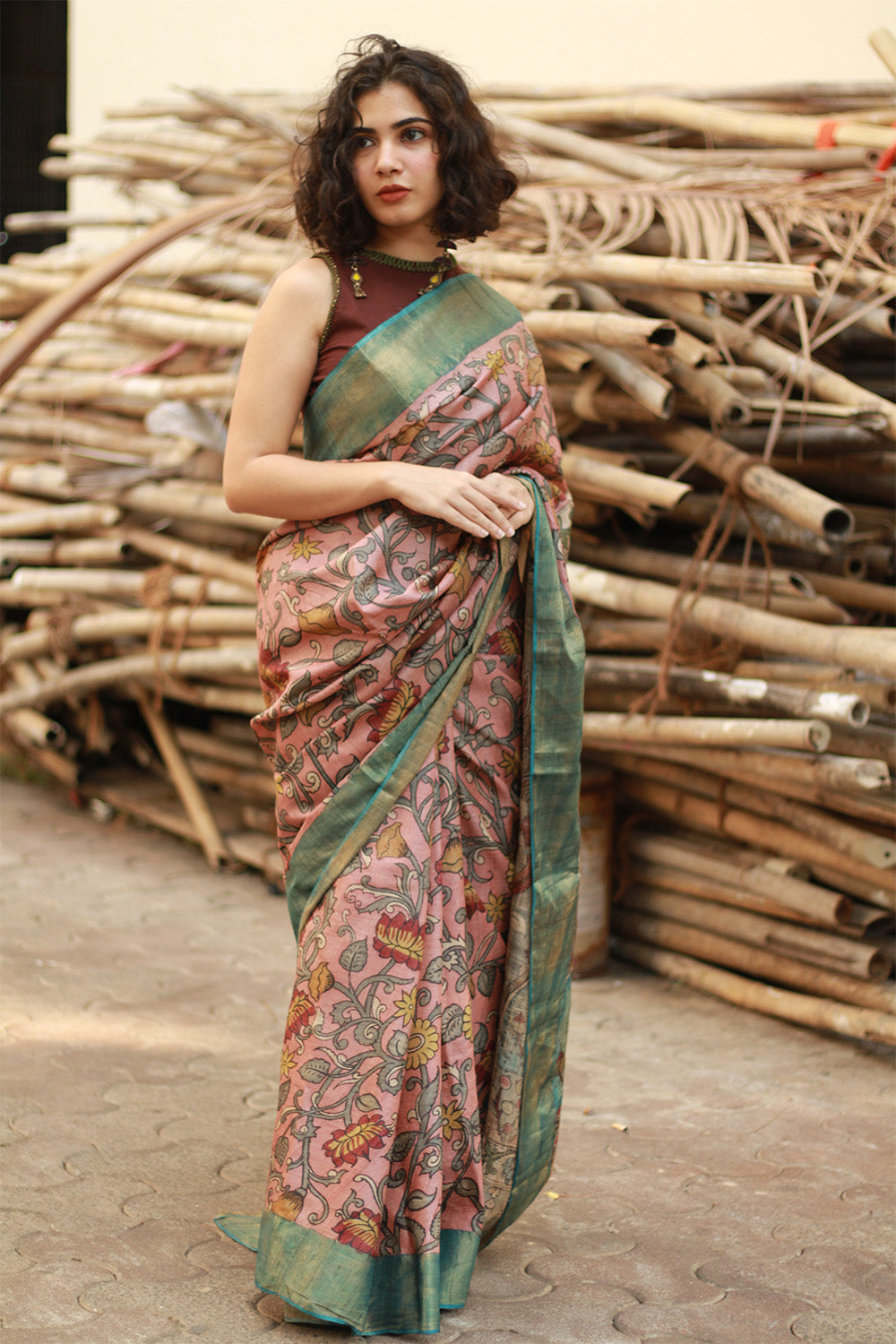 Leela | Pen Kalamkari Saree | Tussar Silk