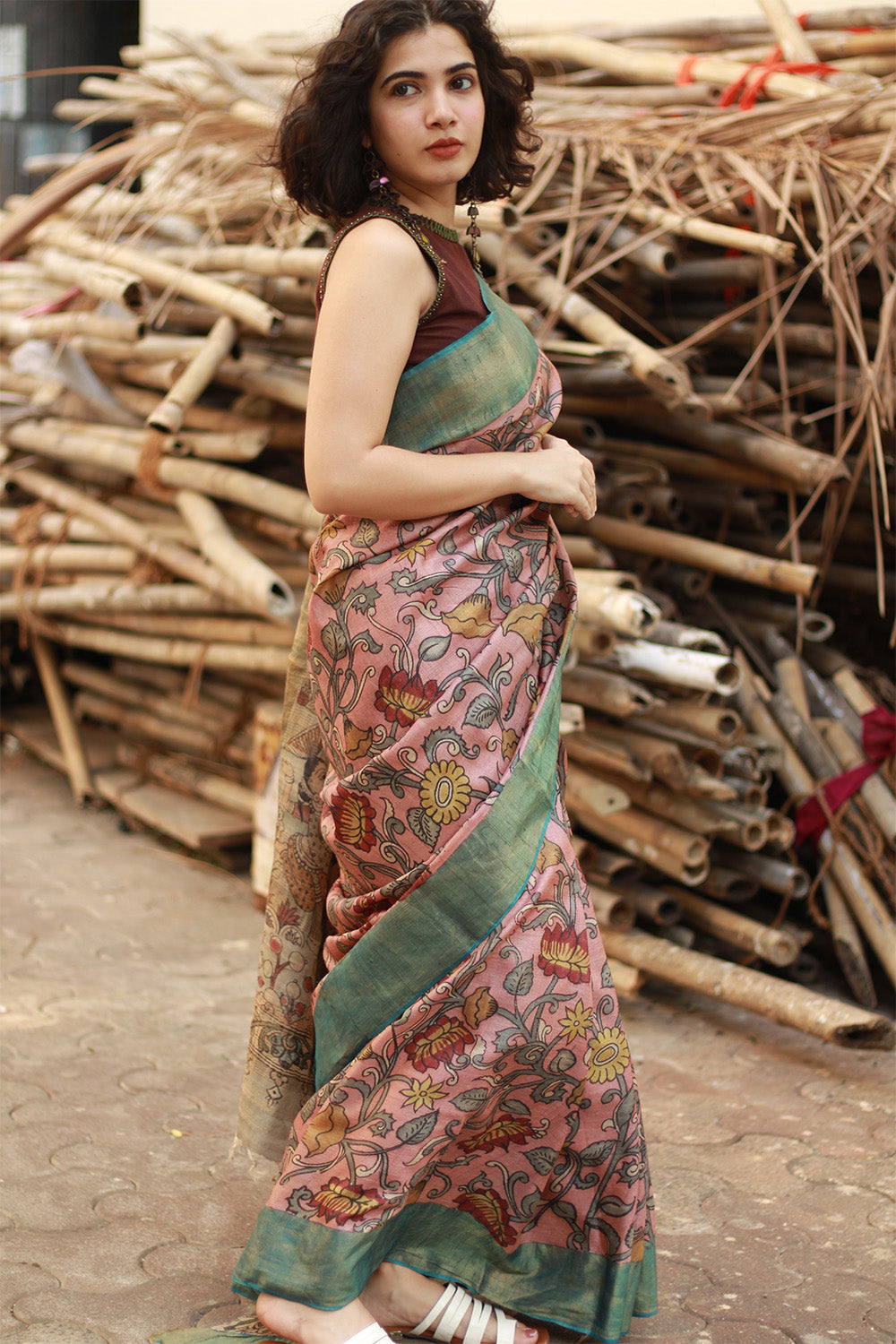 Leela | Pen Kalamkari Saree | Tussar Silk