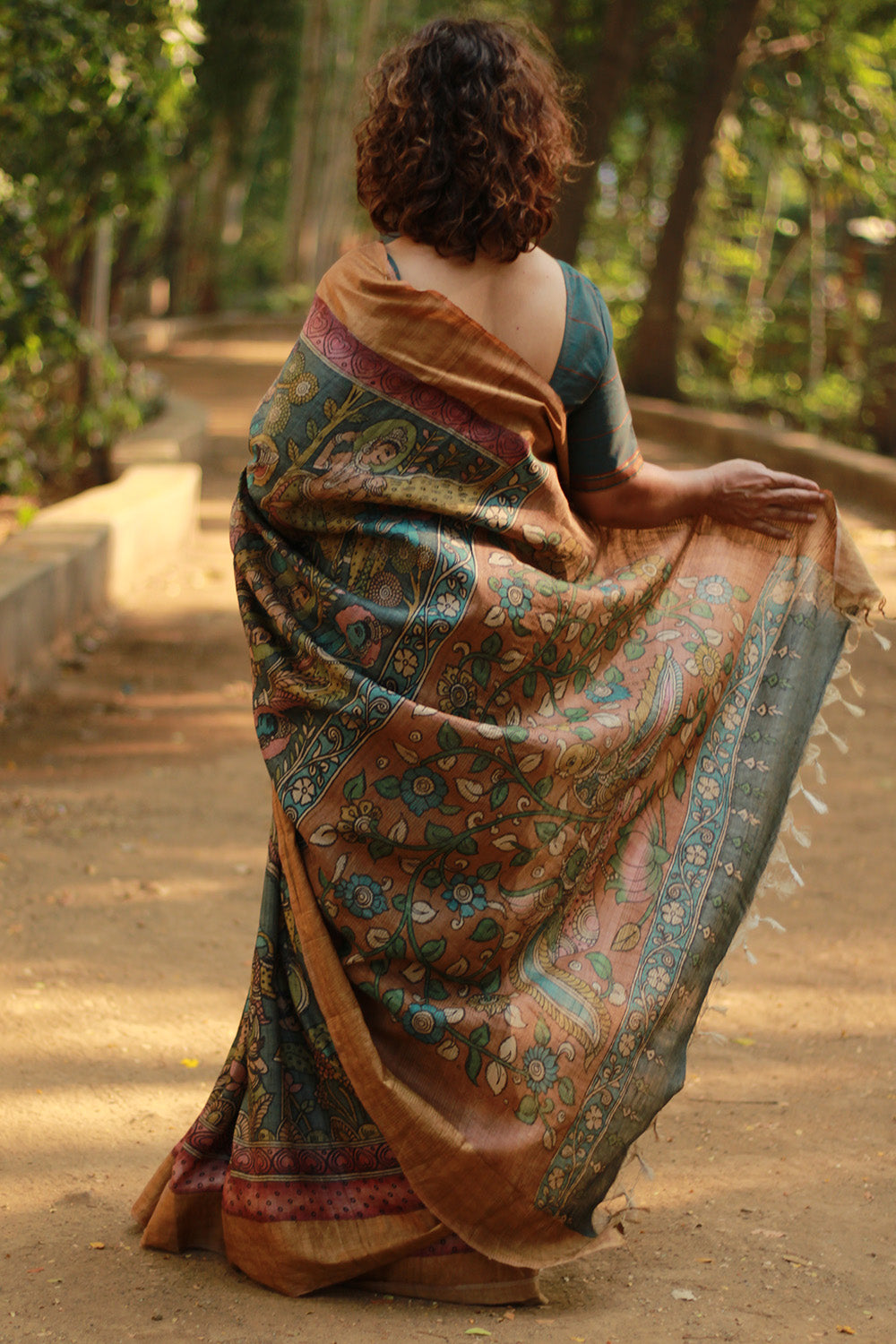 Leela | Pen Kalamkari Saree | Tussar Silk