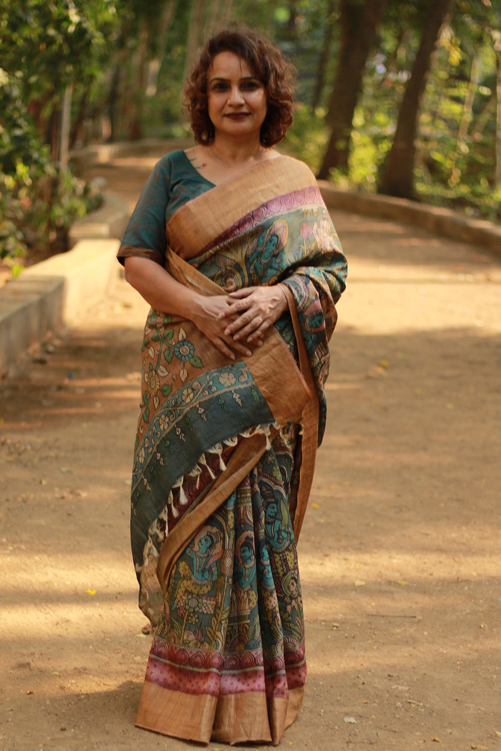 Leela | Pen Kalamkari Saree | Tussar Silk