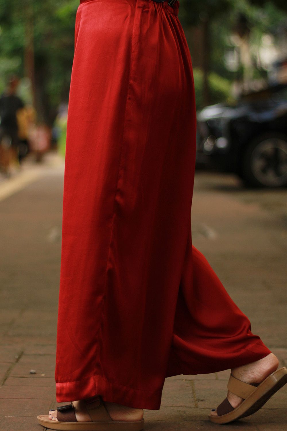 Saumya | Wide Leg Pants | Modal Silk | Scarlet