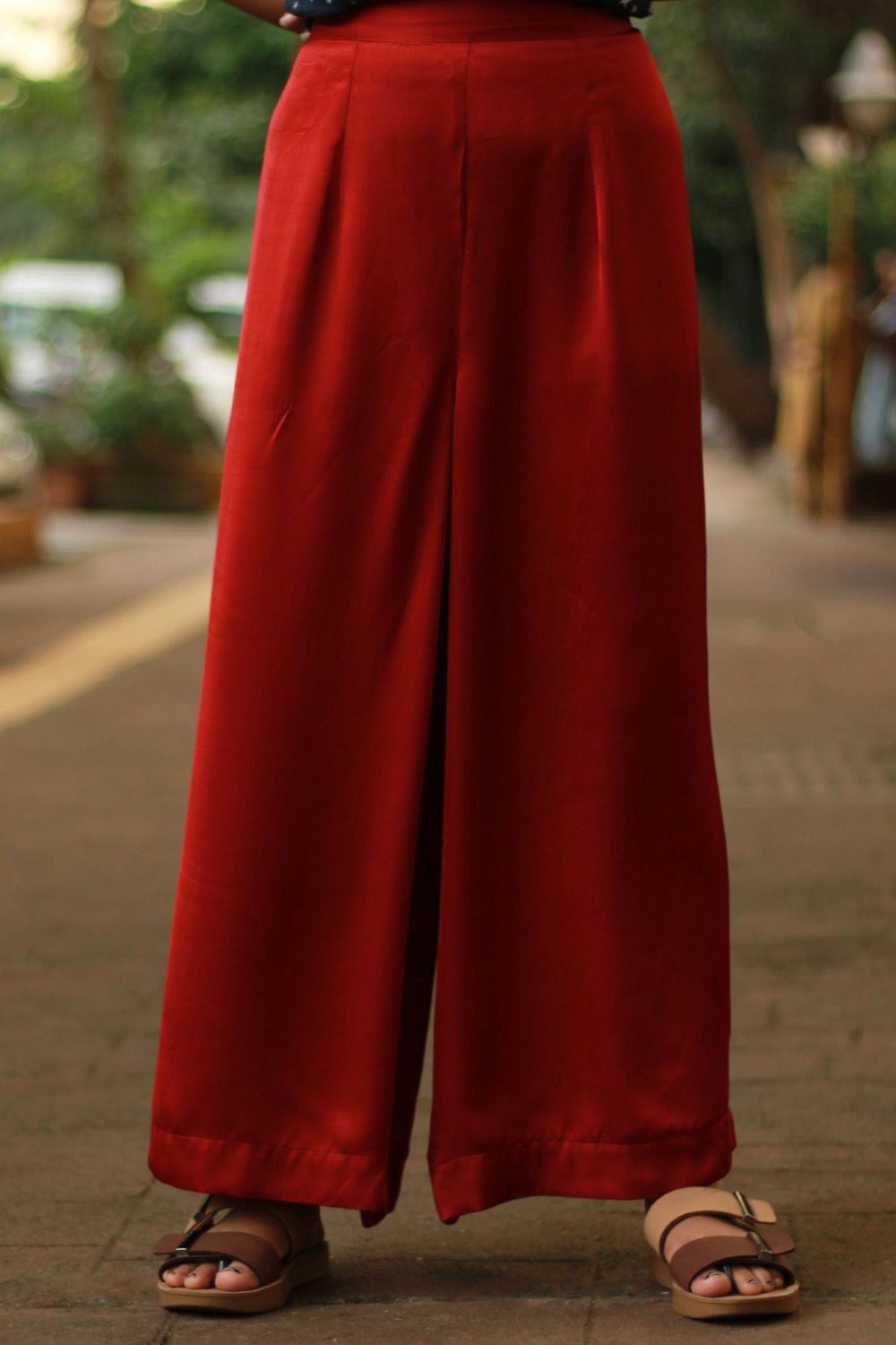 Saumya | Wide Leg Pants | Modal Silk | Scarlet