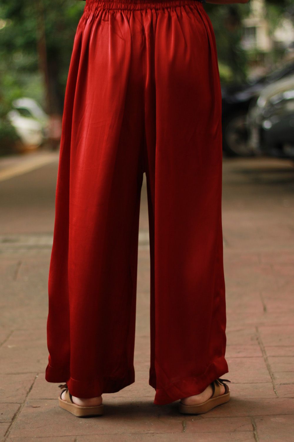 Saumya | Wide Leg Pants | Modal Silk | Scarlet