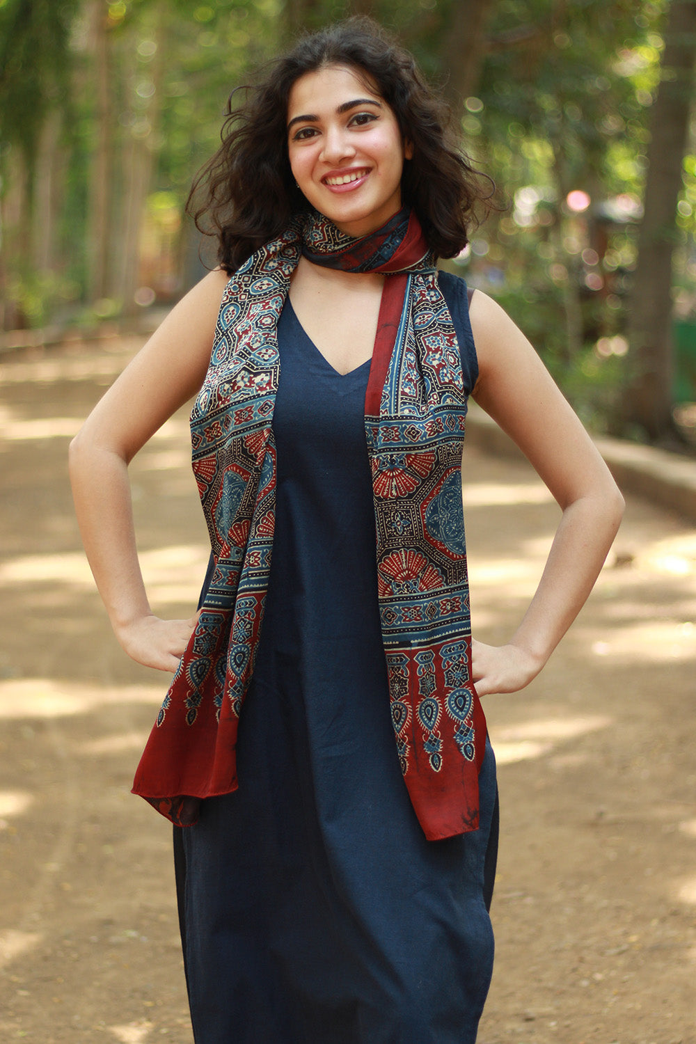 Antara | Ajrakh Modal Silk Stole
