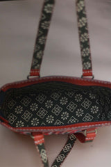 Handcrafted Kutch Mirrorwork & Leather Bag with Ajrakh