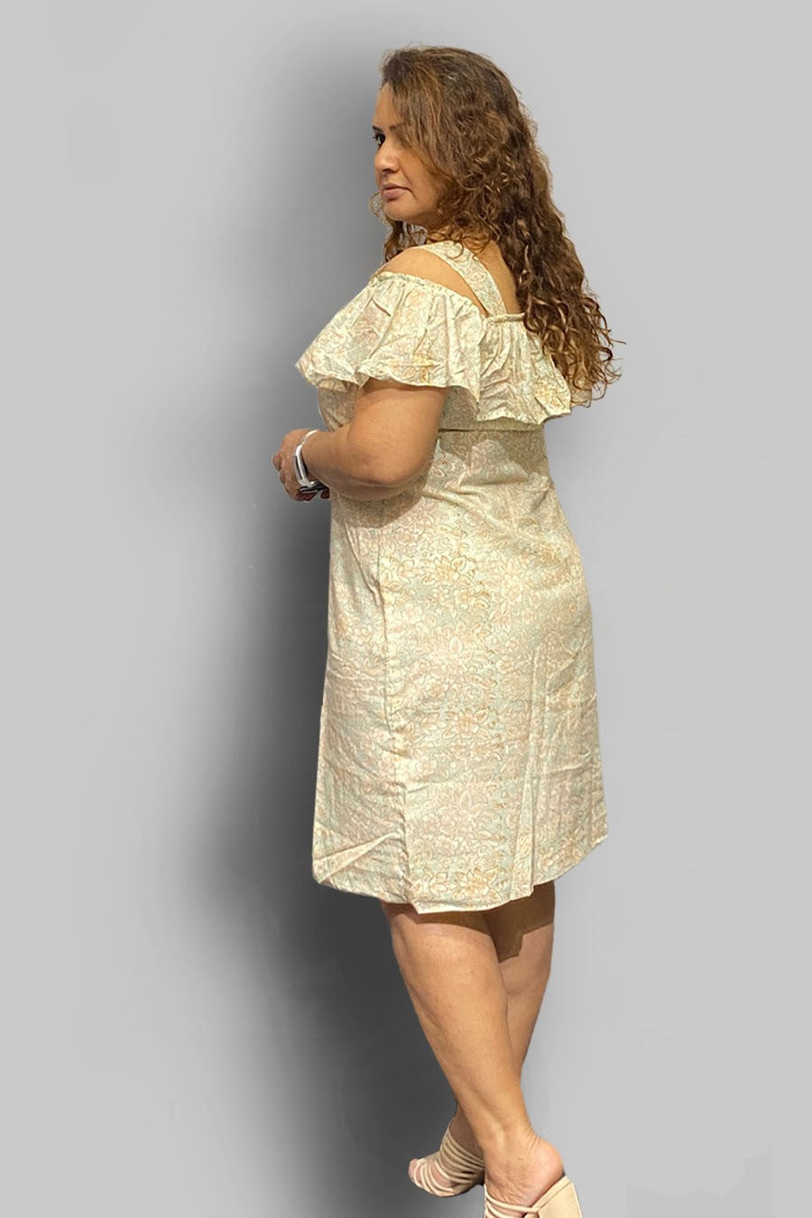 Short Dress in Floral Sanganeri Cottons