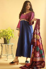 Kantha Silk Dupatta Aubergine