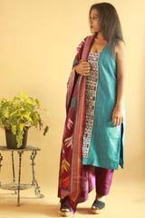 Kantha Silk Dupatta Aubergine