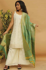 Banarasi Munga Silk Dupatta - Sage