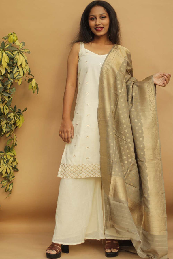 Banarasi Booti Silk Dupatta - Gold