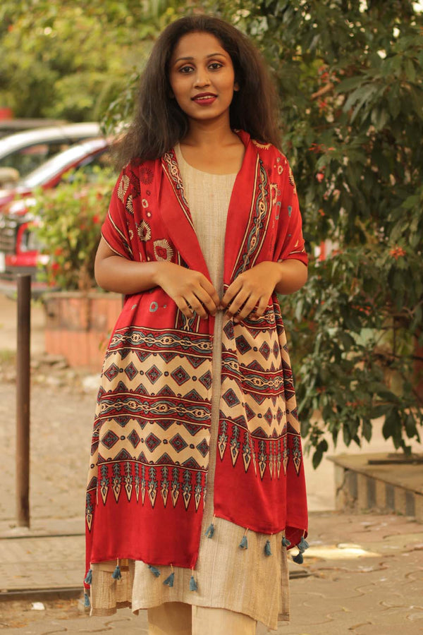 Modal Silk Ajrakh Stole