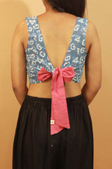 Reversible Blouse in Quirky Indigo & Solid Coral