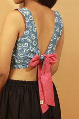 Reversible Blouse in Quirky Indigo & Solid Coral
