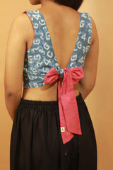 Reversible Blouse in Quirky Indigo & Solid Coral
