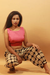 Reversible Blouse in Quirky Indigo & Solid Coral