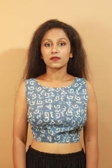 Reversible Blouse in Quirky Indigo & Solid Coral