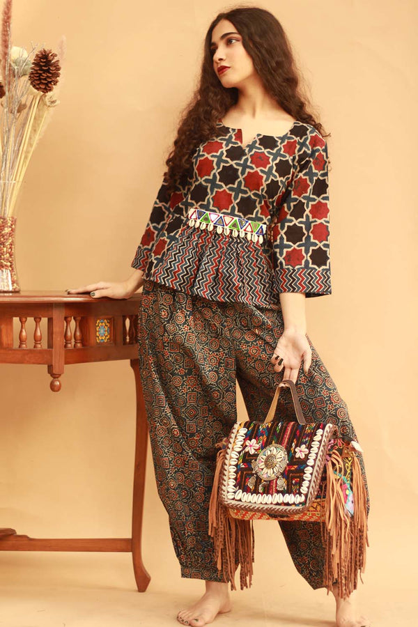 Cotton Co-Ord Set in  Indigo Ajrakh